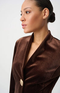 Velvet Fitted Blazer in Mahogany