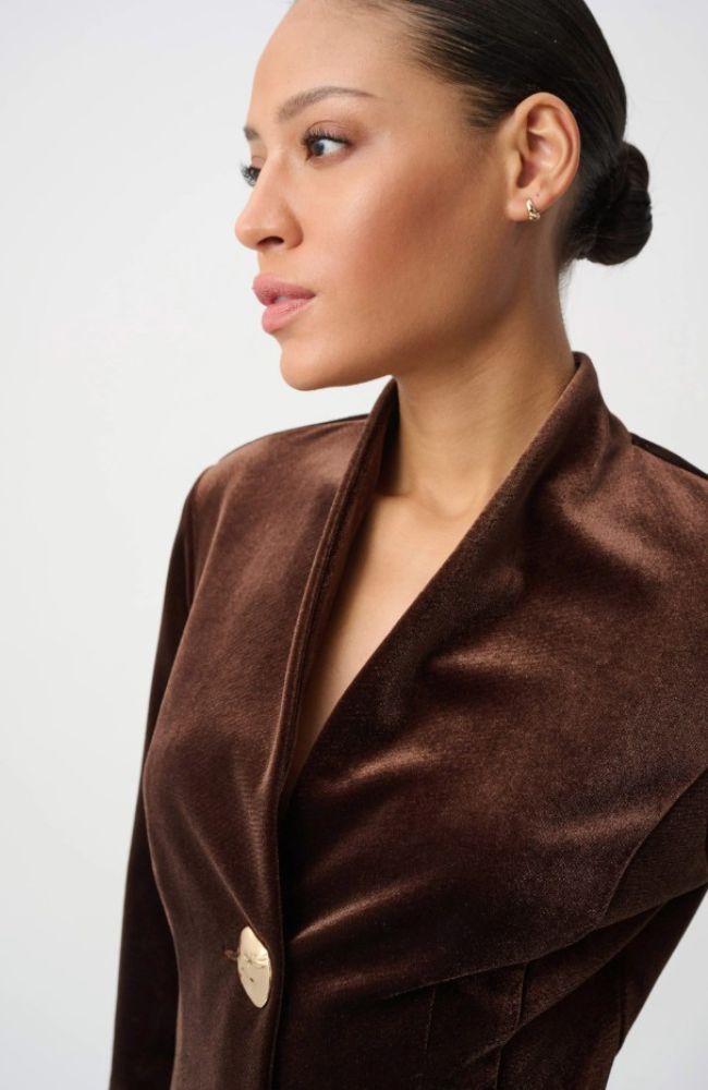 Velvet Fitted Blazer in Mahogany