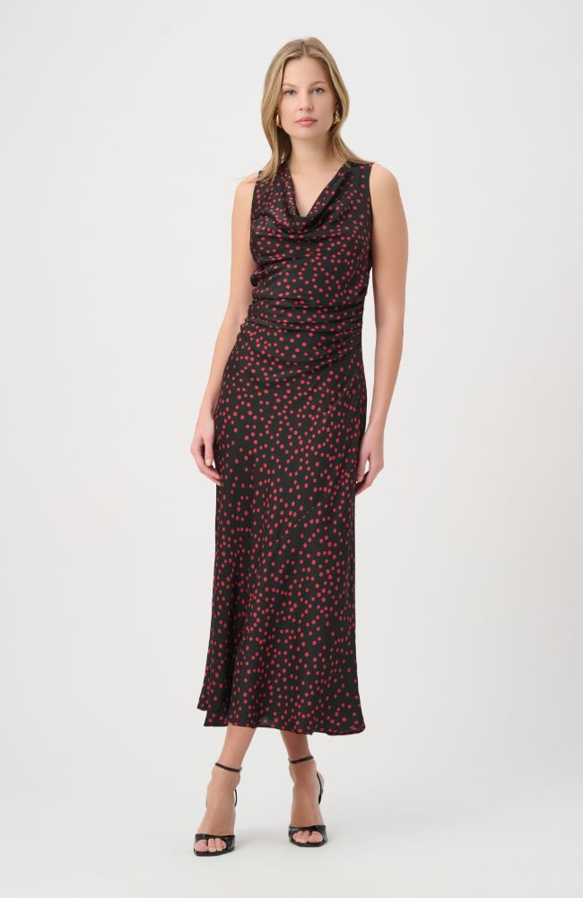 Polka Dot Satin A-Line Dress