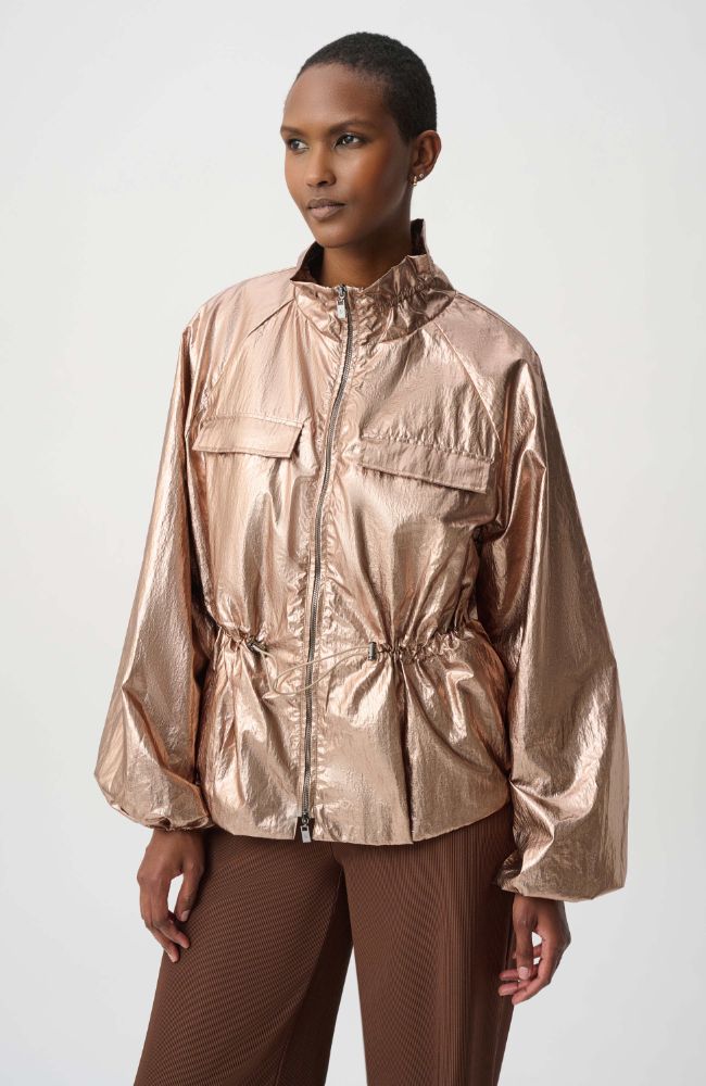 Metallic Nylon Cocoon Jacket