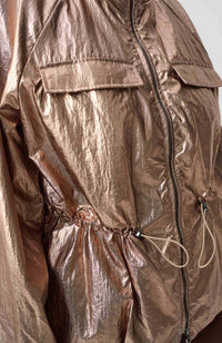 Metallic Nylon Cocoon Jacket