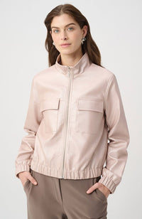 Metallic Leatherette Bomber Jacket