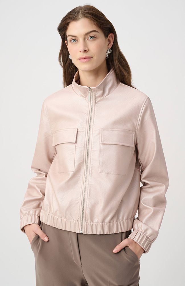Metallic Leatherette Bomber Jacket