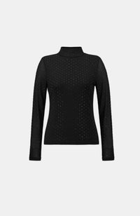 Rhinestone Mesh Long Sleeve Top