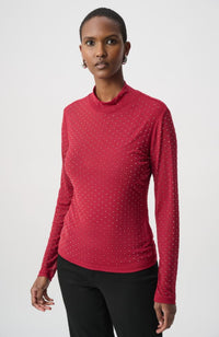 Rhinestone Mesh Long Sleeve Top