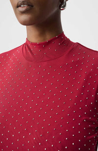 Rhinestone Mesh Long Sleeve Top