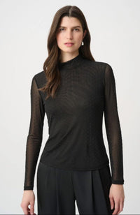 Rhinestone Mesh Long Sleeve Top