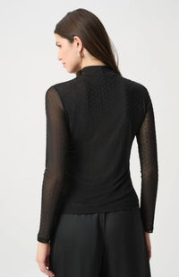 Rhinestone Mesh Long Sleeve Top