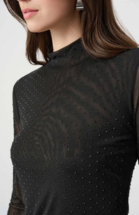 Rhinestone Mesh Long Sleeve Top