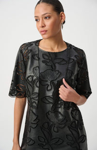 Faux Leather Embroidered Bolero