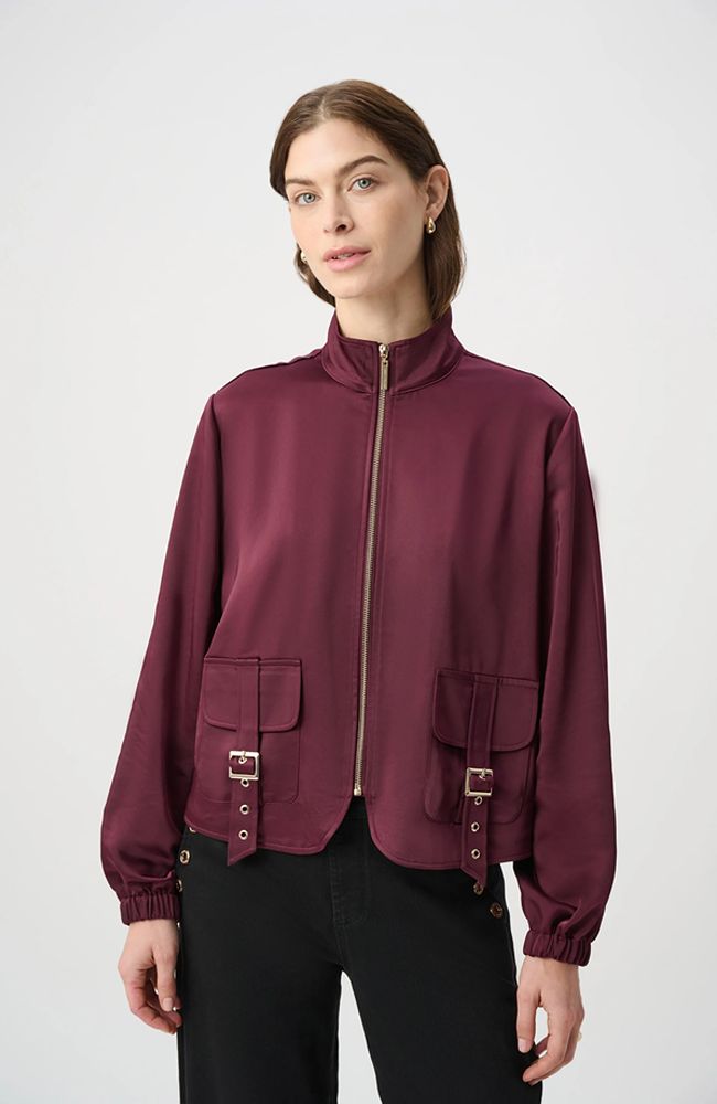 Satin Puff Sleeve Utility Jacket