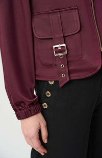 Satin Puff Sleeve Utility Jacket