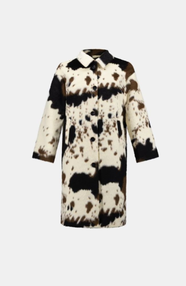 Faux Fur Cow Print Coat