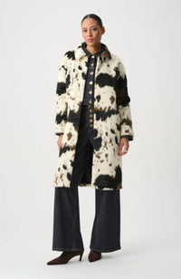 Faux Fur Cow Print Coat