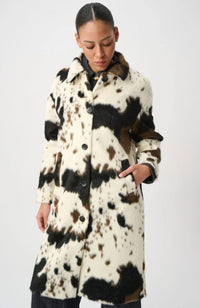 Faux Fur Cow Print Coat
