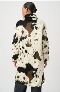 Faux Fur Cow Print Coat