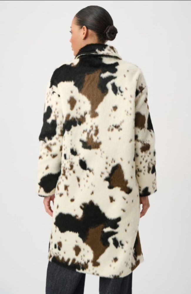 Faux Fur Cow Print Coat