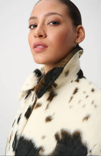 Faux Fur Cow Print Coat
