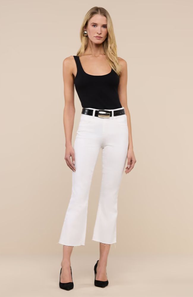 Kendra Highrise Crop Flare in Blanc