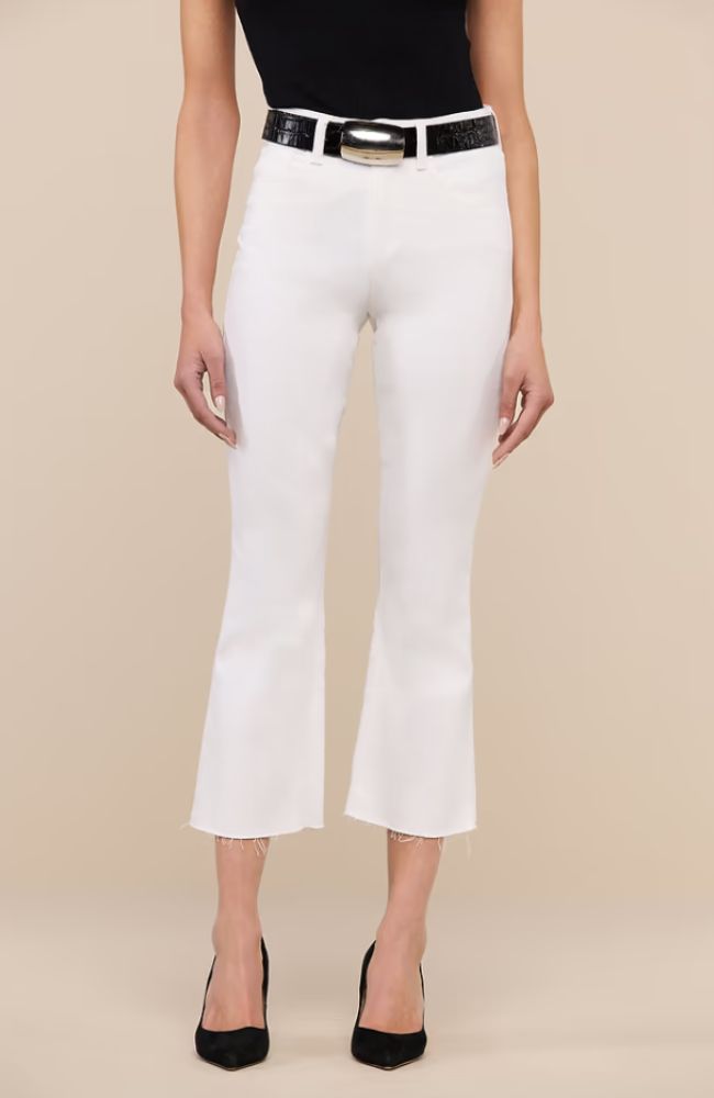 Kendra Highrise Crop Flare in Blanc