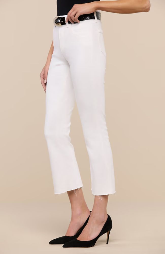 Kendra Highrise Crop Flare in Blanc