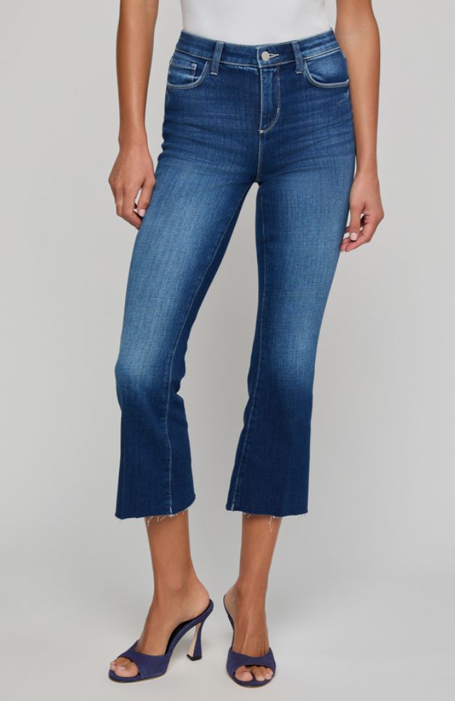 Kendra HR Crop Flare Jean in Delaney