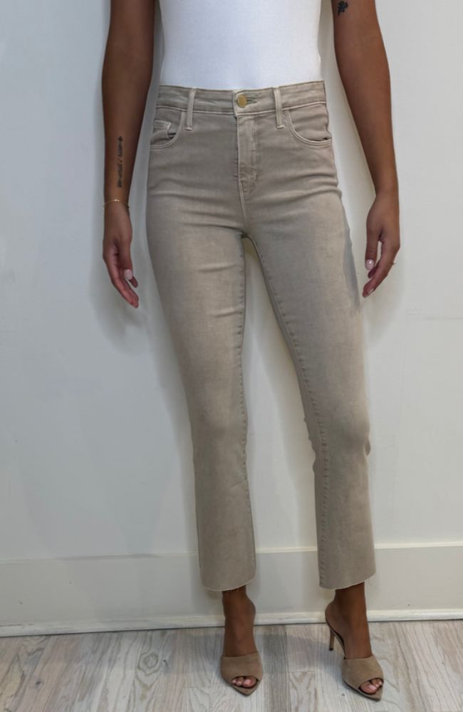 Kendra HR Crop Flare Jean in Biscuit
