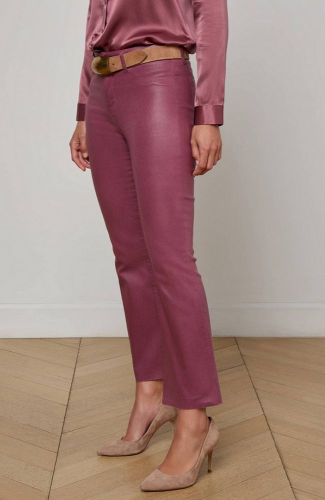 Kendra Crop Flare in Deep Mauve Coated