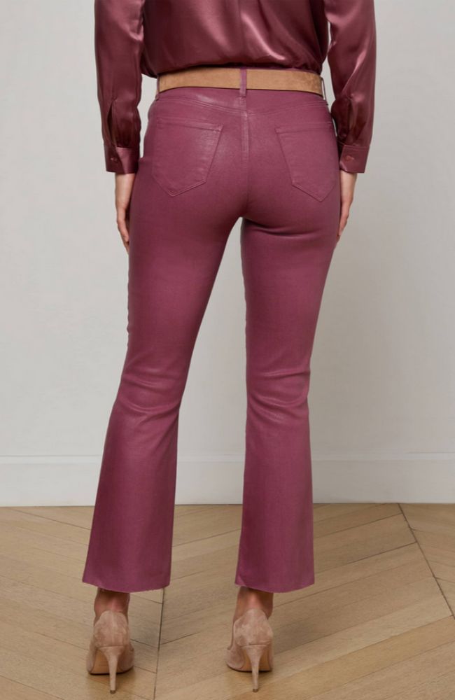 Kendra Crop Flare in Deep Mauve Coated