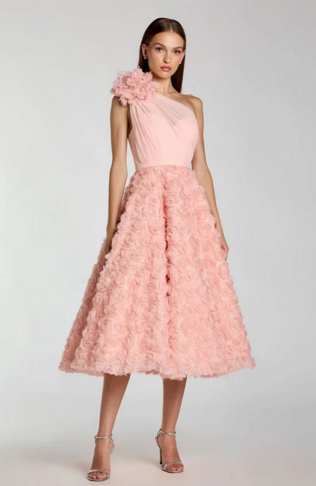 One Shoulder A Line Midi Dress
