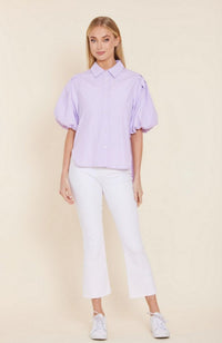 Poplin Puff Shoulder Top