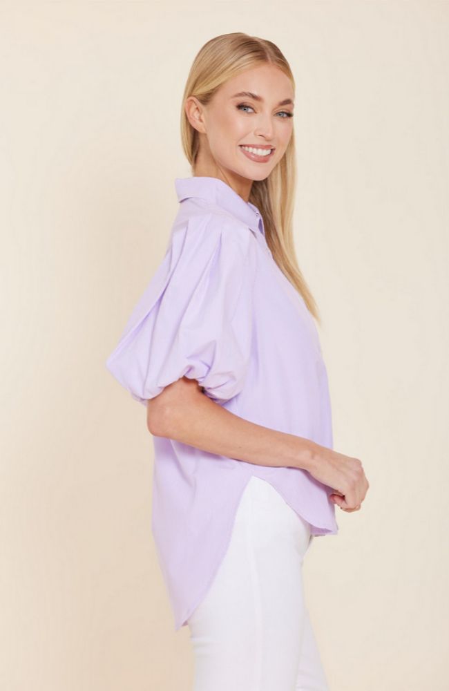 Poplin Puff Shoulder Top