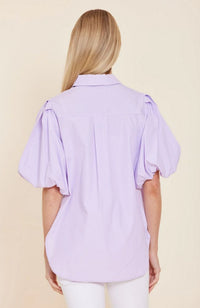Poplin Puff Shoulder Top