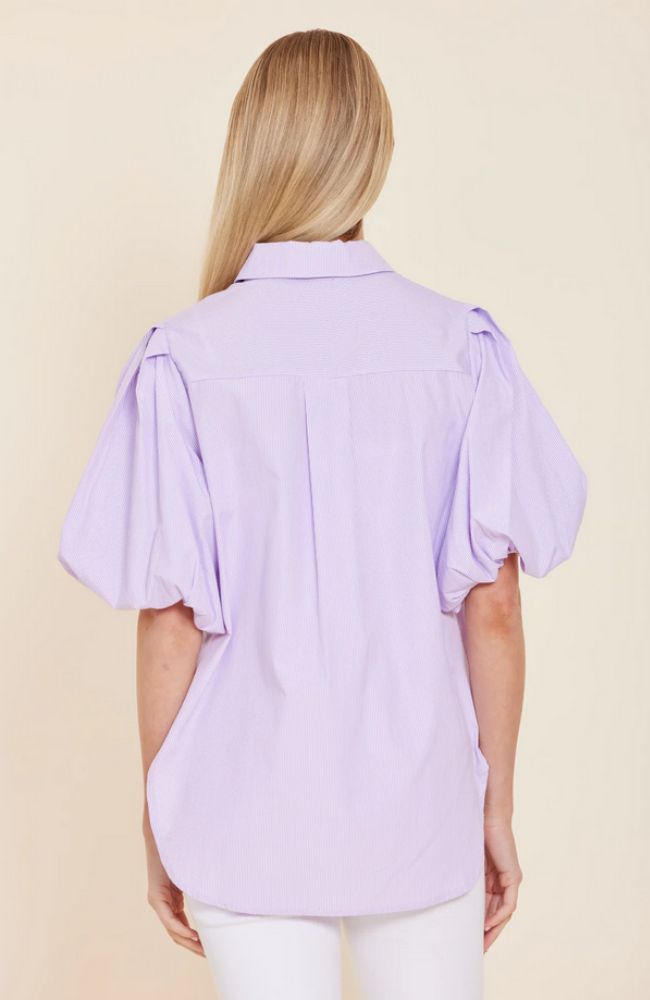 Poplin Puff Shoulder Top