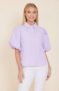 Poplin Puff Shoulder Top