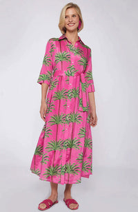 Natalia Pink Palm Maxi Dress