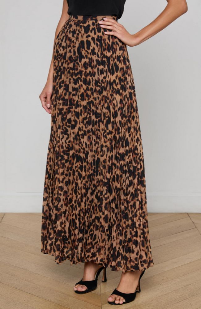 Torin Pleated Maxi Skirt in Leopard