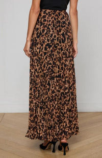 Torin Pleated Maxi Skirt in Leopard