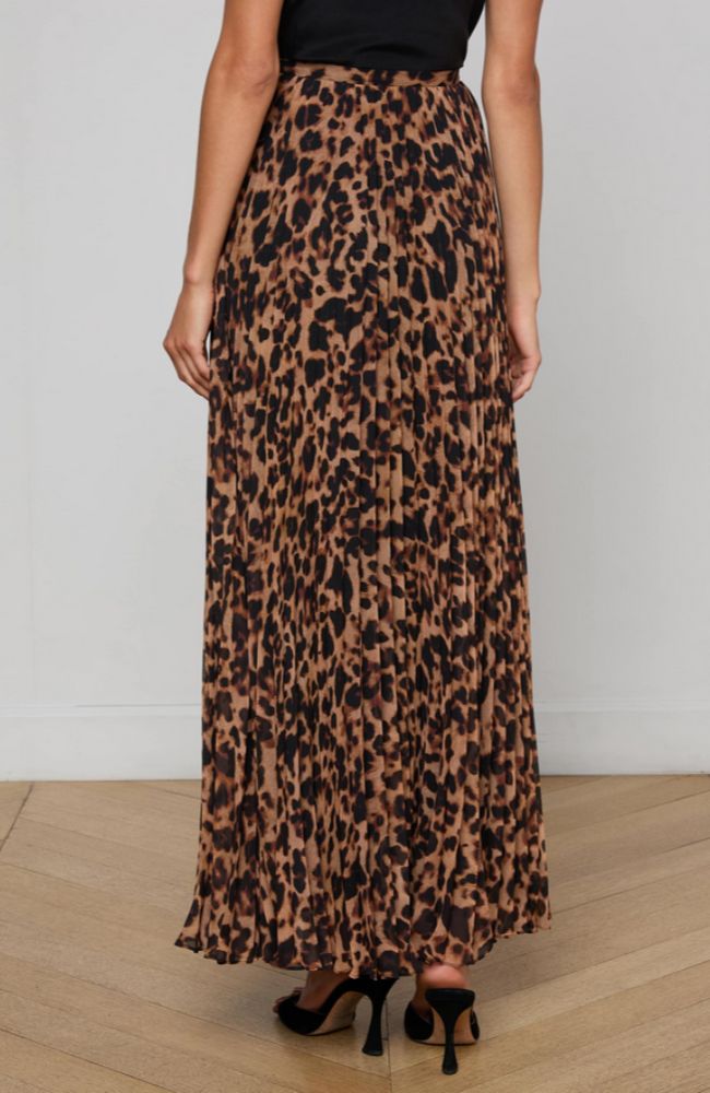 Torin Pleated Maxi Skirt in Leopard