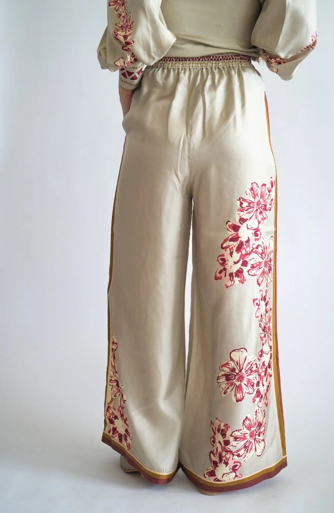 Silk Pant Flower Tiger