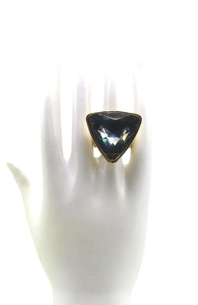 Bloom Ring Size 7 Black Crystal Gold