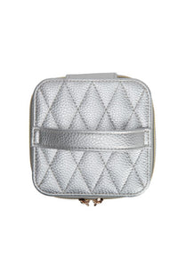 Leah Quilted Jewelry Case in Silver