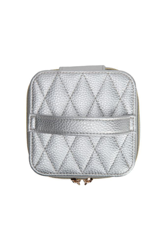 Leah Quilted Jewelry Case in Silver