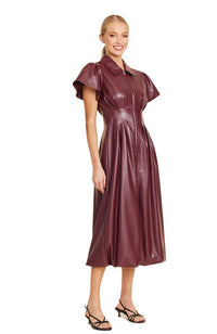 Vegan Leather Midi Bubble Dress