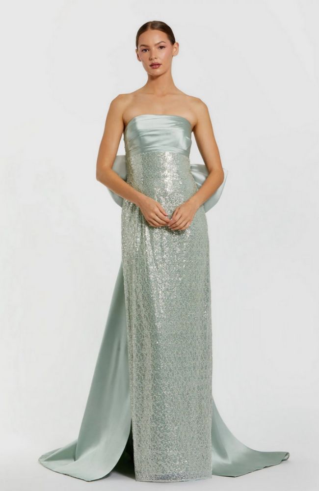 Embellished Gown with Back Bow