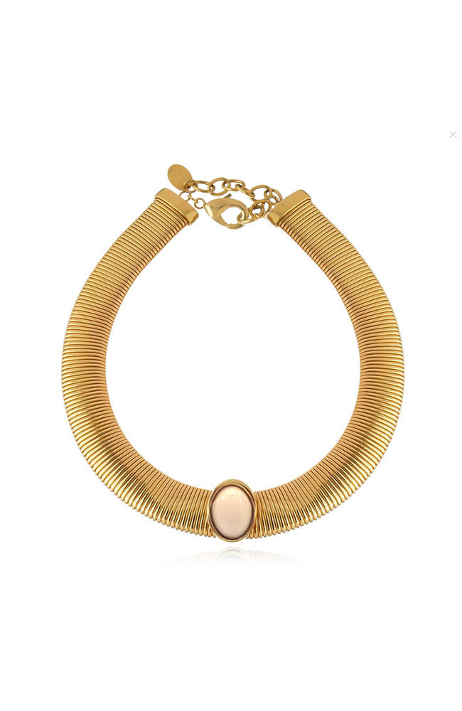 Hebe Oval Stone Necklace White