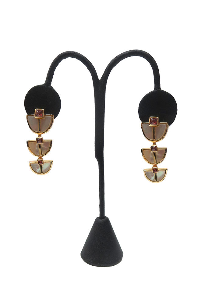Symmetry Drop Earrings W MOP Red