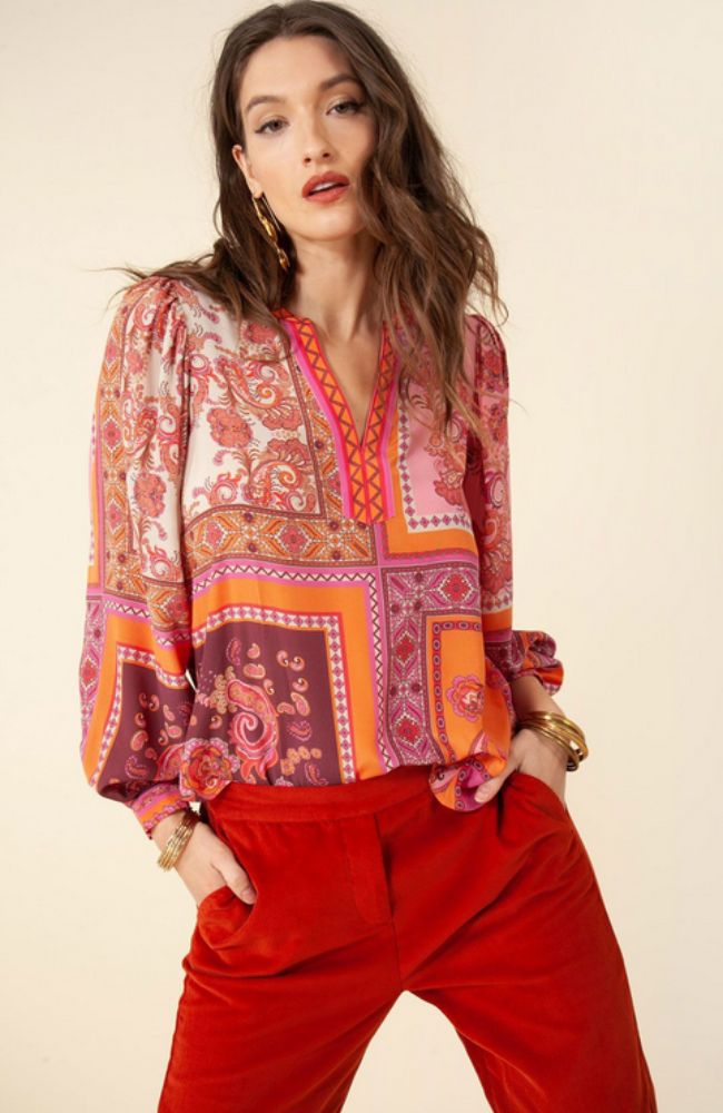 Louise Long Sleeve V Neck Top