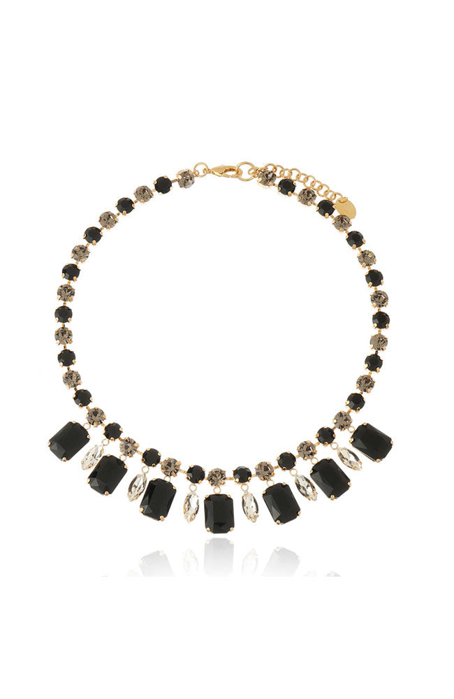 Lucida Necklace Crystal Black Diamond Gold