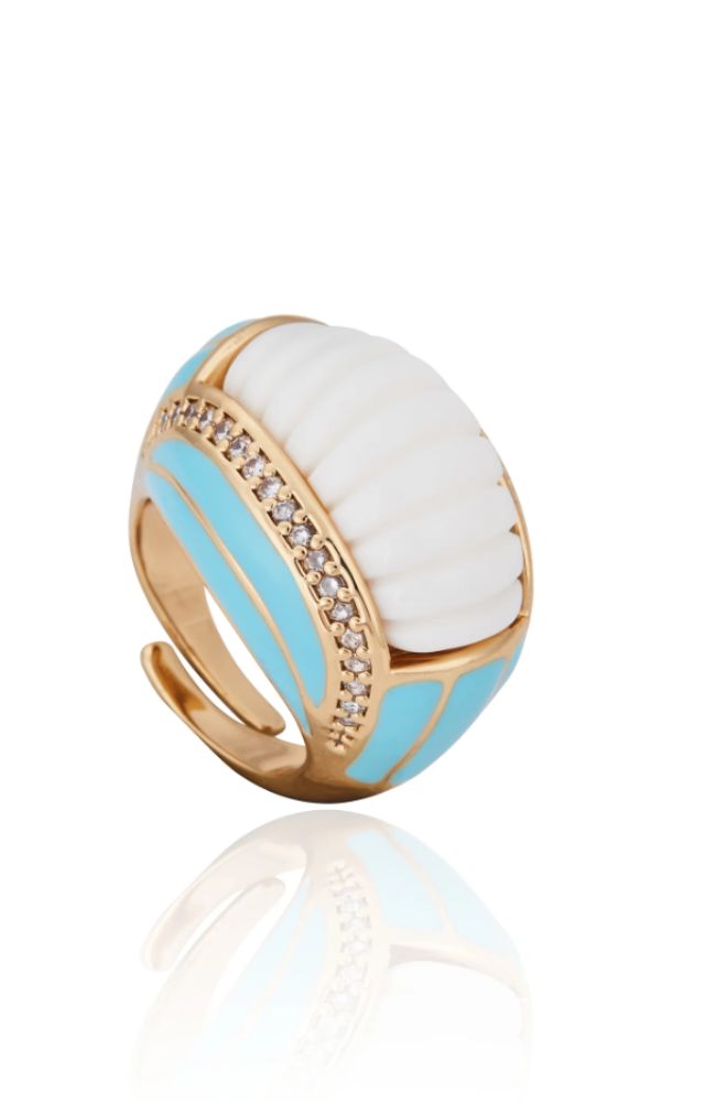 Venice Gondola Ring Turquoise White